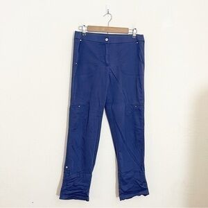 Chico’s Convertible Outdoor Hiking Roll Tab Cropped Cargo Size XXS Blue Pockets